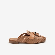 Shınefancy Terlik Kadın 95v7 Frau Woven Leather Mules Wıth Tassels