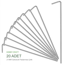 Crea-eco L Kazık Çadır Ve Bitki Örtüsü Sabitleme Kazığı 20 Adet 30 Cm - 4 Mm Galvanizli Paslanmaz Sabitleme Kazığı - Branda, Çadır, Örtü Ve Peyzaj Sabitleme Çivisi Açık Gri