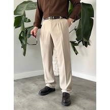 Veraura Lifestyle Erkek Beli Lastikli Pileli Rahat Kesim Kumaş Pantolon A.krem
