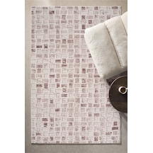 Villadia Home Textile Modern Desen Emboss Baskılı Dekoratif Kaymaz Taban Yıkanabilir Halı Yolluk Elit Şık Salon Oturma Odası Mutfak Koridor Antre Yatak Odası Halısı Yolluk Vdh4051vizon