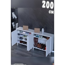 Modilayn Alba Ayakkabılık - Kapaklı 4 Raf 6 Bölmeli Dar Alanlar İçin Çok Amaçlı Dolap 200 Cm Beyaz