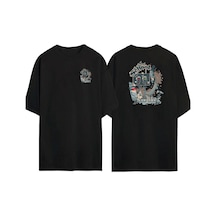 Thewert Unisex The Old School Ön Arka Baskılı Sıyah Oversize T-shirt Siyah