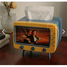 Tv Şeklinde Retro Telefonluk Peçetelik Hediyelik Telefon Aksesuarları Mavi