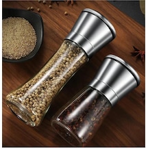 Cam Gövdeli Paslanmaz Çelik Kapaklı Tuz Karabiber Değirmeni Tuz Karabiber Öğütücü 150ml & 200ml Cam Diğer