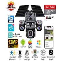 O-kam Ok-332 Premium 4g 12mp 4g Sim Kartlı Solar Panelli 4 Lens 1 Ptz Akıllı Kamera