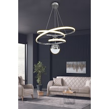 Eylül Tek Top 3 Mt Led Avize - Kumandalı / Krom Krom