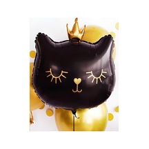 Taçlı Siyah Kedi Folyo Balon 1 Adet 76x 64.5 Cm