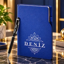Bk Gift Kişiye Özel 374 Termo Deri Tarihli Ajanda & Siyah Touch Pen Tükenmez Kalem-16 Lacivert Akdnz-bitmeyencom38552 3057 Bk Gift