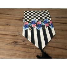 Damali Mavi Gül Desenli Runner Çok Renkli