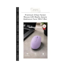 Premium Cihaz Faresi Mouse Çift Modlu Sessiz Kablosuz Fare Tm17 Mor