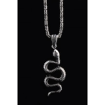 Omar Silver Erkek Kral Zincirli Yılan Model Gümüş Kolye