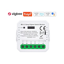 Tuya Uyumlu Zigbee Çift Çıkışlı Akıllı Anahtar 10A - 220V Röle