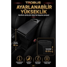 Trobus Hyundai Matrix 2001-2010 Uyumlu Ayarlanabilir Ayaklı Kolçak Kol Dayama Bardaklıklı Siyah