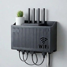 Duvar Tipi Wi-fi Modem Saklama Kutusu Siyah Kablo Düzenleyici Router Raf Organizer 5468