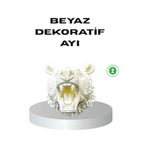 Özel Tasarım Beyaz Ayı Duvar Aksesuarı 3d Dekoratif Heykel 25x19 Cm