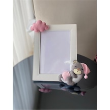 Çocuk Odası Çerçeve Gri Pembe Ayıcık Figürlü