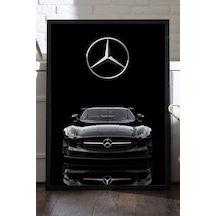 Mercedes Benz Sls Siyah Ahşap Çerçeveli Poster, Dekoratif Araba Duvar Tablosu