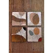 Doğal Taş Bardak Altlığı 4'lü Set - Modern Desenler Baskılı Bardak Altlığı - Stone Coasters Çok Renkli