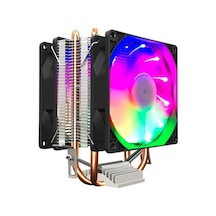 Coolmoon P22 Rgb İşlemci Soğutucu Fan Çift Fanlı Bakır Kanallı , Intel Amd Uyumlu Cpu Fanı