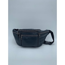 Nahitatyana Unisex Lacivert Cepli Hakiki Deri Freebag Bel Çantas Lacivert