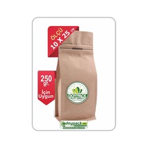 Doypack Kraft Kilitli Flat Bottom 10 x 25 CM 1000'li
