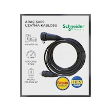 Hes Veya Öznur Kablolu Araç Şarjı Uyumlu 5 Metre 3x2.5 Mm Ttr Tam Bakır 3.7kw - 16 Amper Schneider Kauçuk Fişli Uzatma Seyyar - 932241721