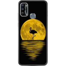 Infinix Hot 10 Play Kılıf Silikon Desen Özel Seri Ay ve Flamingo 1775