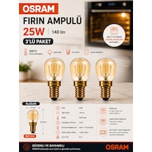 3 Adet 25w E14 Fırın Ampulü 300 C Isıya Dayanıklı Sarı Işık