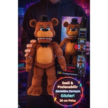 Five Nights At Freddy's Freddy Fazbear Sesli Pozlanabilir Peluş 36 Cm Karanlıkta Parlayan Ayı Kahverengi
