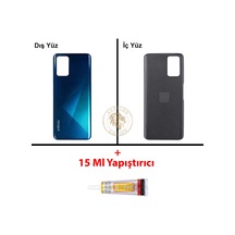 Infinix Note 8 Mavi Uyumlu Arka Kapak + B7000 Yapıştırıcı Arka Cam Batarya Pil Kapağı Lazer Kesim Diğer