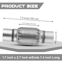 Egzoz Spiral Flex Borusu, 45mm 190mm,üniversal Tip, Paslanmaz Çel