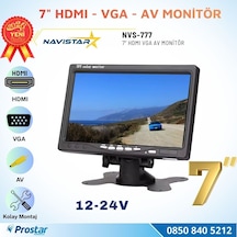 7 İnç Hdmı / Vga / Av Çok Amaçlı Araç Ve Taşıt Monitörü Üç Giriş, Her Cihaza Uyumlu 12-24v