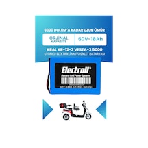 Kral Kr-12-3 Vesta-3 5000 Batarya Standart Kapasite Lifepo4 60v 18ah Elektrikli Motosiklet Bataryası