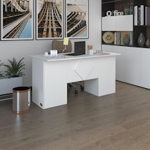 Kenzlife Ofis Masası Kuma Kengo Byz 75 170 60 Raflı Dolap Çiftli Eşkenar Bilgisayar Çalışma Masası Beyaz
