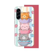 Samsung Galaxy A56 Uyumlu Kawaii Fincandaki Kediler Baskılı Silikon Kılıf Renkli