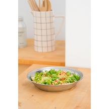 Beige Stone Metal 21 Cm Salata Kısır Meyve Sunum Tabağı Sku: Smg8690010541017