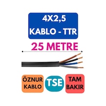 Öznur 4x2,5 Ttr Kablo Metre Seçenekli Siyah - 25 Metre