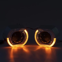 Lens-ydbm-y Mask-2.5 Inç 8.0 Bi Xenon Projektör Lens Drl Ile Led Melek Gözler Kefen Araba Montaj Kiti H1 H4 H7 M