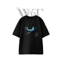 Thewert Surfer Girl Tasarım Baskılı Ünisex Siyah Oversize T-shirt