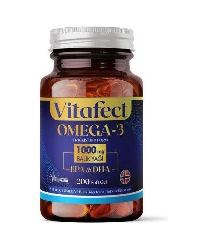 Vitafect Omega 3 1000mg 200 Soft Gel Kapsül