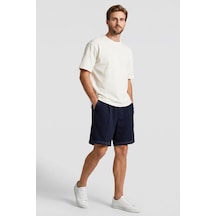 Lacivert Oversize Fit Basic Kemer Detaylı Erkek Şort - 81285 Lacivert