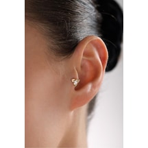 Gianfranco 3 Yapraklı Taşlı Çiçek Tragus Küpe
