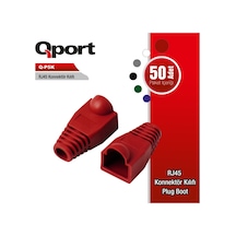 Qport Q-P5K Rj45 Konnektör Kılıfı 50'Li Paket Kırmızı