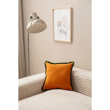 Swita Home Saçaklı Tek Renk 43x43 Kırlent Kılıfı Hardal Sarısı