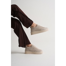 Rooc Bağcıklı Süet Ortopedik Kadın Günlük Spor Ayakkabı - Bej Bej Rooc Bağcıklı Süet Ortopedik Kadın Günlük Spor Ayakkabı - Bej Bej