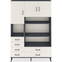 Arges Dolap 9 Raflı 6 Çekmeceli 3 Kapaklı 132x30x195 Antrasit-aytaşı/aytaşı Aytası/aytası
