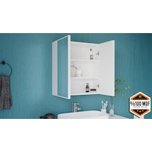 Lale 2 Kapaklı Aynalı Banyo Dolabı Mdf Beyaz