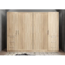 Riga Sürgü Kapaklı 6 Çekmeceli Gardırop M 208 Cm Kurulum Dah