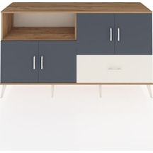 Hyperion Konsol 4 Raflı Tek Çekmeceli 4 Kapaklı 176x44x99 Çam-ant Çam-antrasit/aytaşı