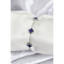 316l Çelik Gümüş Renk Lacivert Baby Boy Yonca Kadın Bileklik Lacivert